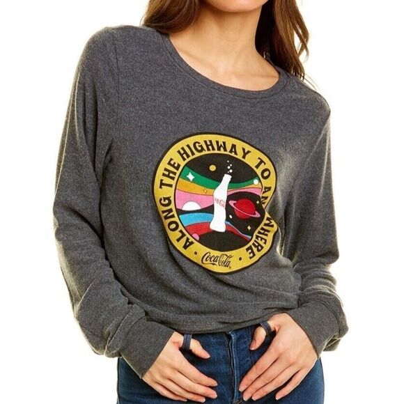 Wildfox Women Sz M V. Black Coca-Cola Series Highway To Anywhere L/S Sweatshirt - Picture 7 of 7